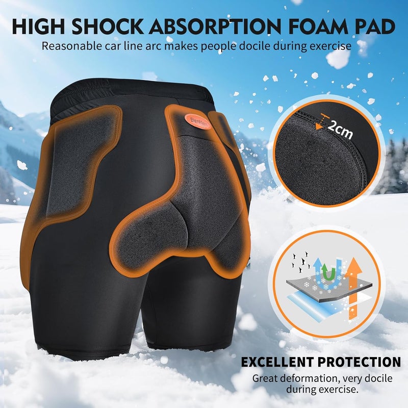 BenKen Ski Butt Protection Shorts - Anti-Collision Ski Protective Equipment, Impact Resistant Protective Padded Shorts, Stretch Lycra for Skateboarding, Skiing, Cycling, Men/Women - Image 2